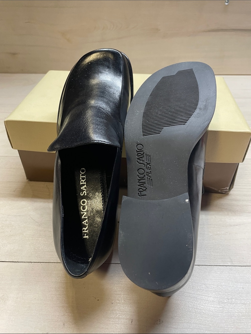 Franco Sarto Black Leather Slip-On Loafers #826